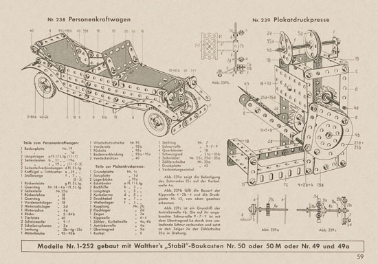 Walther Metall-Baukasten Stabil Katalog 1956