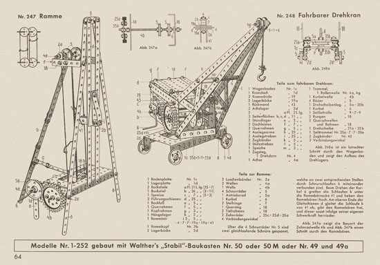 Walther Metall-Baukasten Stabil Katalog 1956