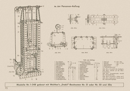 Walther Metall-Baukasten Stabil Katalog 1956