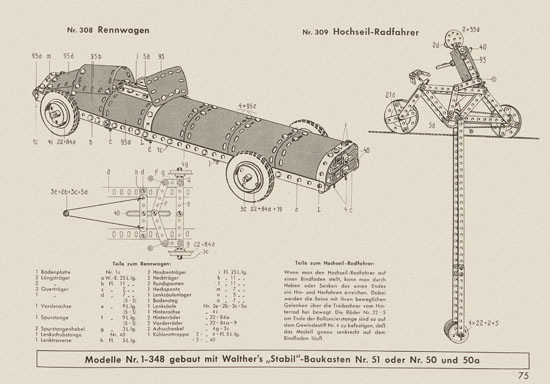 Walther Metall-Baukasten Stabil Katalog 1956