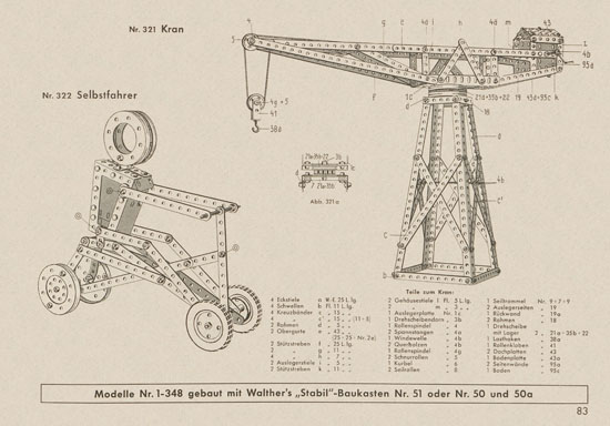 Walther Metall-Baukasten Stabil Katalog 1956