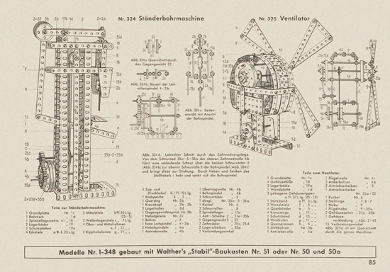 Walther Metall-Baukasten Stabil Katalog 1956