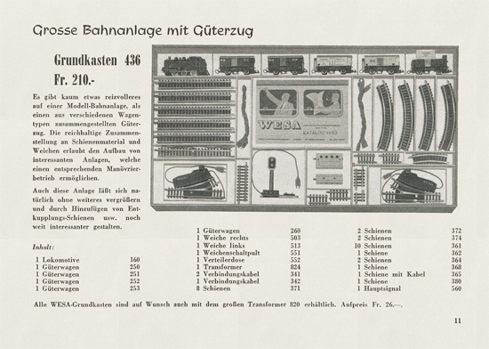 Wesa Elektrische Modelleisenbahn Spur 13 mm Katalog 1954