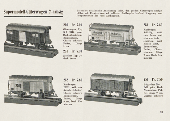 Wesa Elektrische Modelleisenbahn Spur 13 mm Katalog 1954