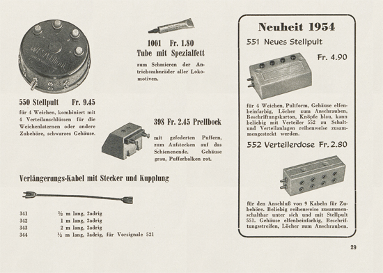 Wesa Elektrische Modelleisenbahn Spur 13 mm Katalog 1954