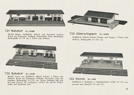 Wesa Elektrische Modelleisenbahn Spur 13 mm Katalog 1954