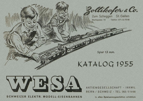 Wesa Elektrische Modelleisenbahn Spur 13 mm Katalog 1955