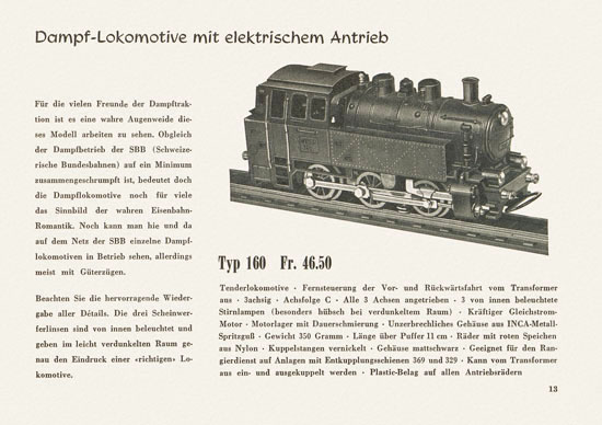 Wesa Elektrische Modelleisenbahn Spur 13 mm Katalog 1955