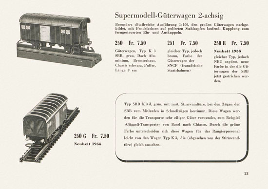 Wesa Elektrische Modelleisenbahn Spur 13 mm Katalog 1955