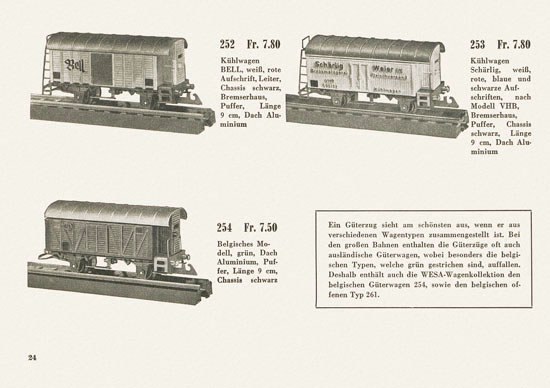 Wesa Elektrische Modelleisenbahn Spur 13 mm Katalog 1955