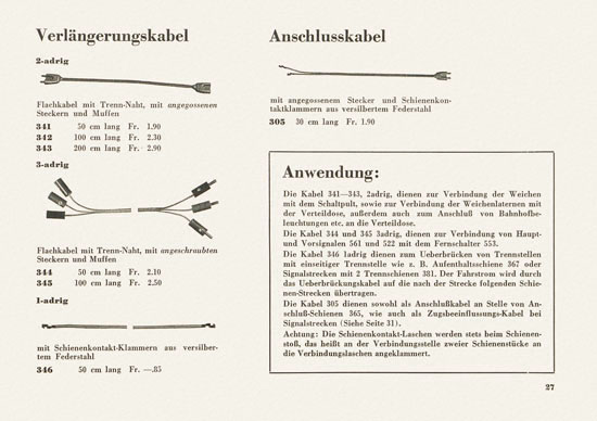 Wesa Elektrische Modelleisenbahn Spur 13 mm Katalog 1955