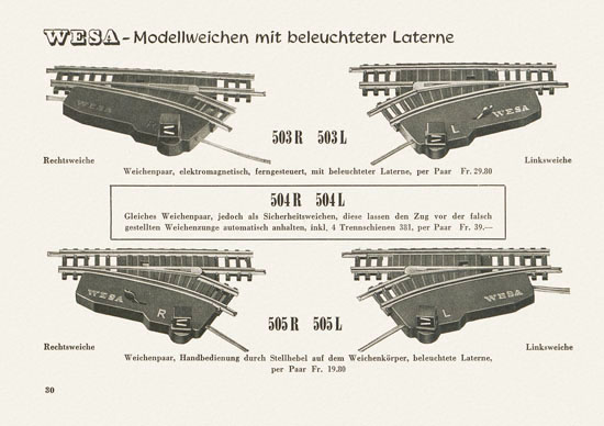 Wesa Elektrische Modelleisenbahn Spur 13 mm Katalog 1955