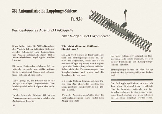 Wesa Elektrische Modelleisenbahn Spur 13 mm Katalog 1955