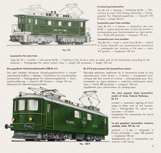 Wesa Schweizer Elektrische Modelleisenbahn Spur 13 mm Katalog 1960