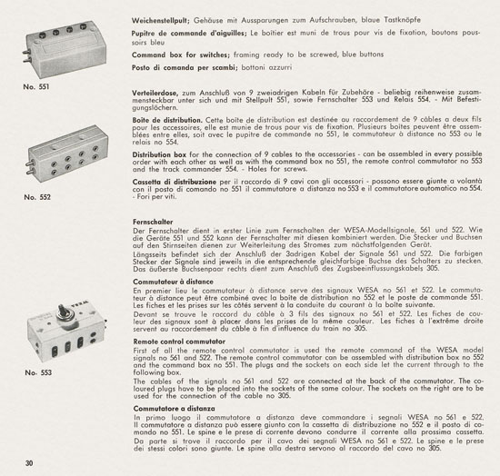 Wesa Schweizer Elektrische Modelleisenbahn Spur 13 mm Katalog 1960