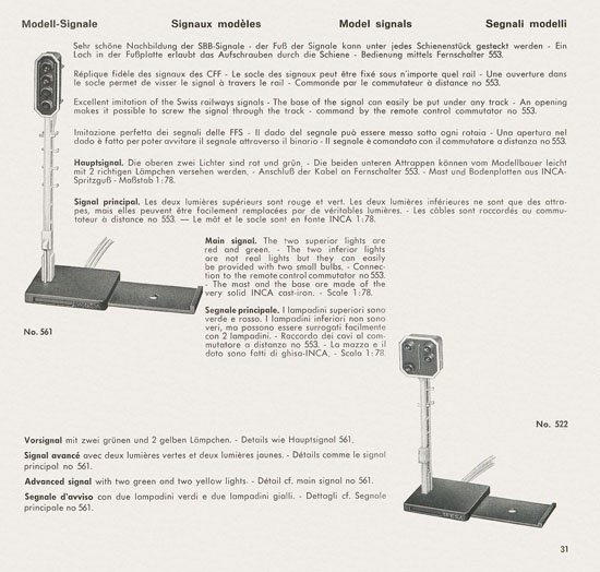 Wesa Schweizer Elektrische Modelleisenbahn Spur 13 mm Katalog 1960