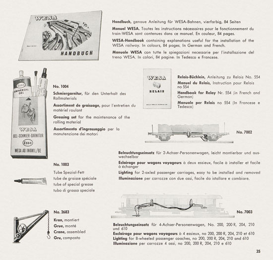 Wesa Schweizer Elektrische Modelleisenbahn Spur 13 mm Katalog 1960