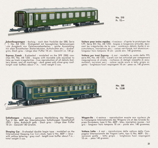 Wesa Schweizer Elektrische Modelleisenbahn Spur 13 mm Katalog 1959