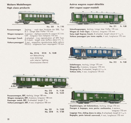 Wesa Schweizer Elektrische Modelleisenbahn Spur 13 mm Katalog 1959