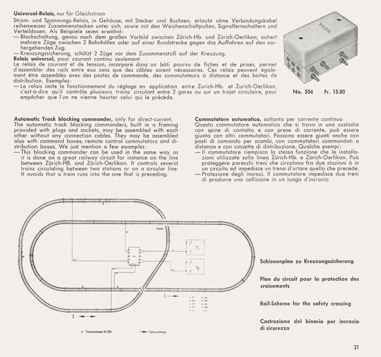 Wesa Schweizer Elektrische Modelleisenbahn Spur 13 mm Katalog 1959