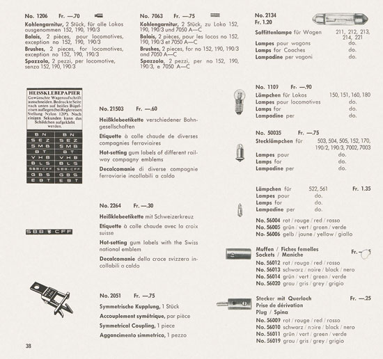 Wesa Schweizer Elektrische Modelleisenbahn Spur 13 mm Katalog 1959