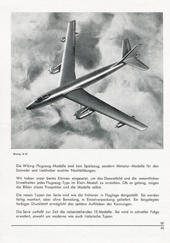 Wiking Prospekt Flugzeug-Modelle 1958