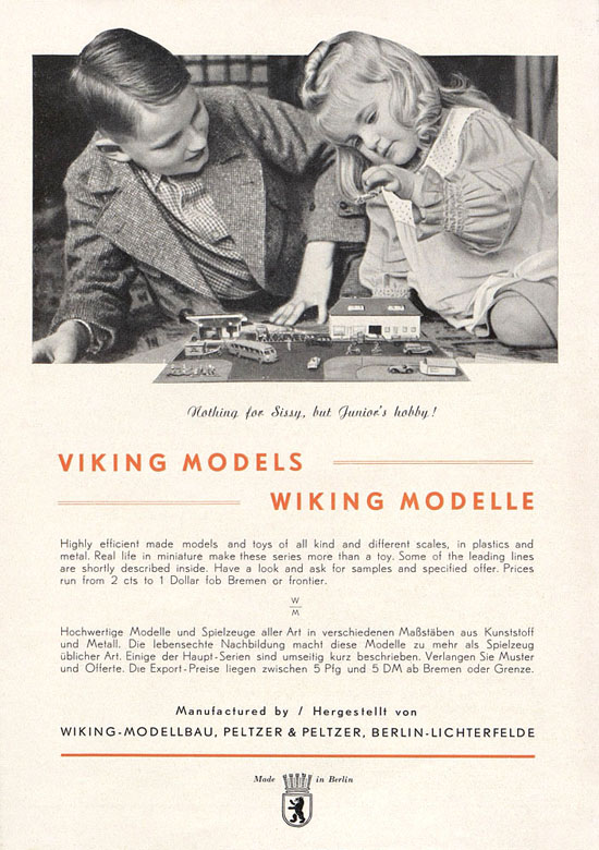 Seite 1 Wiking Katalog 1950, Wiking Modellbau Kataloge, Preisliste 1950, Bildpreisliste 1950, Verkehrsmodelle 1950