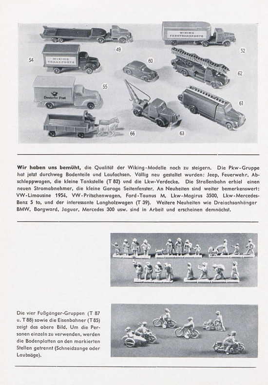 Wiking Katalog 1954, Wiking Modellbau Kataloge, Preisliste 1954, Bildpreisliste 1954, Verkehrsmodelle 1954