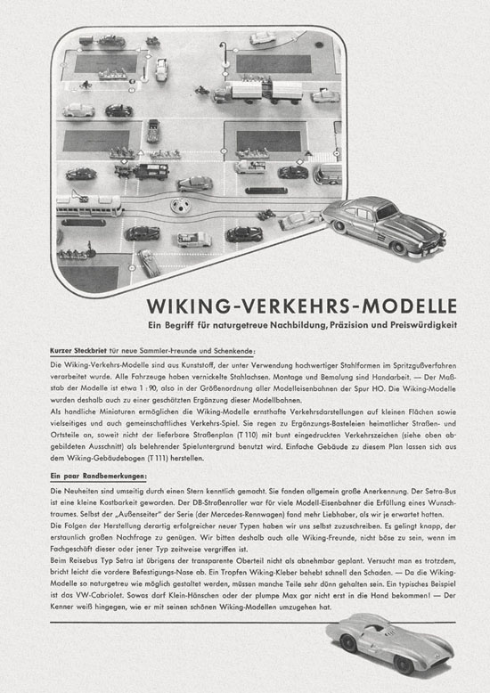 Seite 1 Wiking Katalog 1956, Wiking Modellbau Kataloge, Preisliste 1956, Bildpreisliste 1956, Verkehrsmodelle 1956