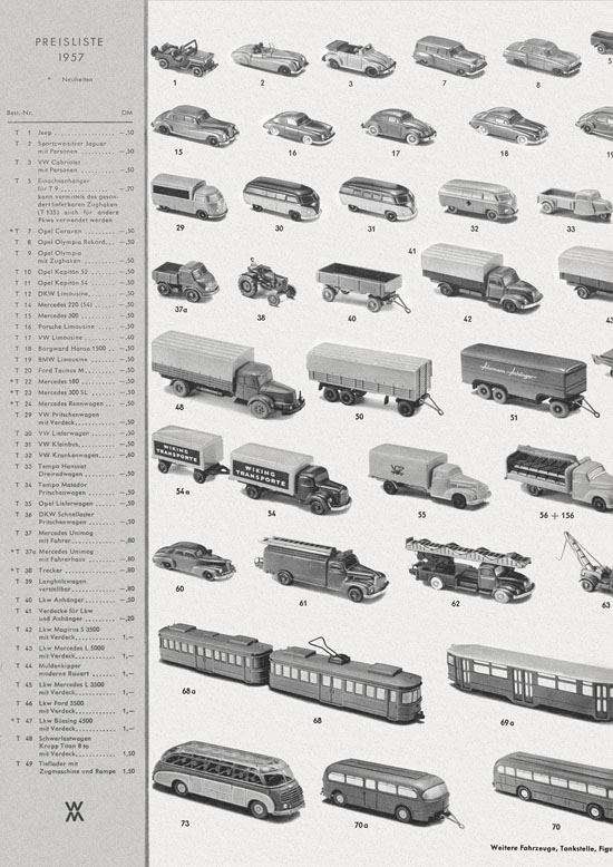 Seite 2 Wiking Katalog 1956, Wiking Modellbau Kataloge, Preisliste 1956, Bildpreisliste 1956, Verkehrsmodelle 1956