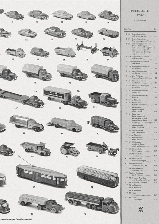 Seite 3 Wiking Katalog 1956, Wiking Modellbau Kataloge, Preisliste 1956, Bildpreisliste 1956, Verkehrsmodelle 1956