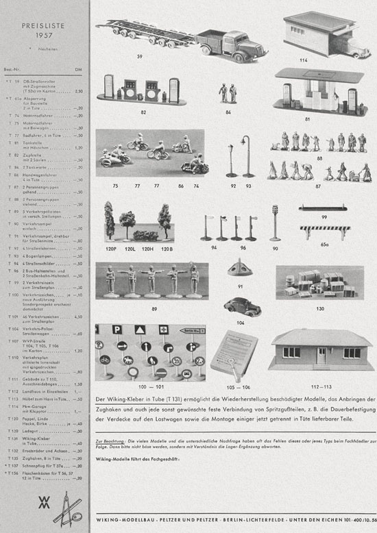 Wiking Katalog 1956, Wiking Modellbau Kataloge, Preisliste 1956, Bildpreisliste 1956, Verkehrsmodelle 1956