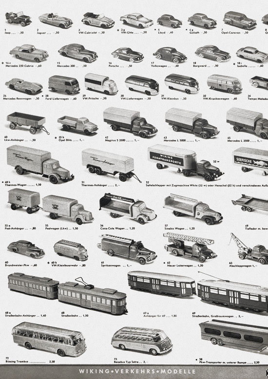 Wiking Katalog 1957, Wiking Modellbau Kataloge, Preisliste 1957, Bildpreisliste 1957, Verkehrsmodelle 1957