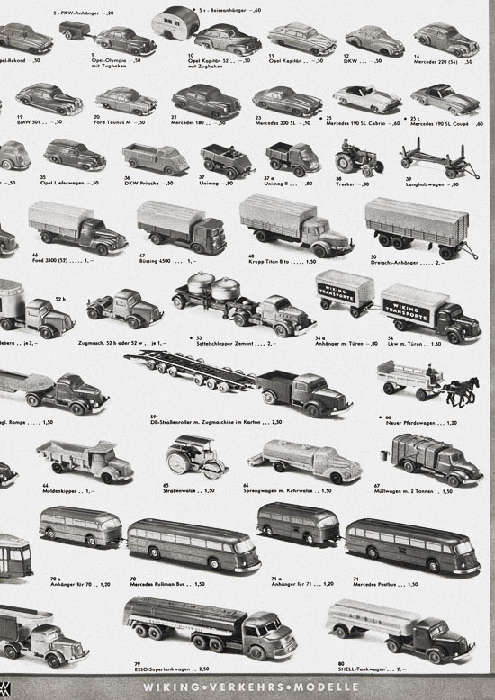 Seite 3 Wiking Katalog 1957, Wiking Modellbau Kataloge, Preisliste 1957, Bildpreisliste 1957, Verkehrsmodelle 1957