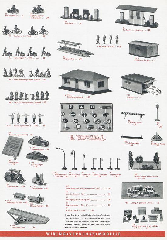 Seite 4 Wiking Katalog 1958, Wiking Modellbau Kataloge, Preisliste 1958, Bildpreisliste 1958, Verkehrsmodelle 1958