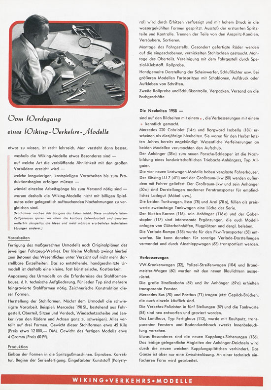 Seite 5 Wiking Katalog 1958, Wiking Modellbau Kataloge, Preisliste 1958, Bildpreisliste 1958, Verkehrsmodelle 1958