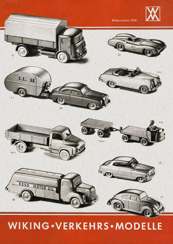 Seite 1 Wiking Bildpreisliste Österreich 1958, Wiking Modellbau Katalog 1958