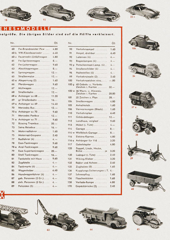Seite 3 Wiking Bildpreisliste Österreich 1958, Wiking Modellbau Katalog 1958
