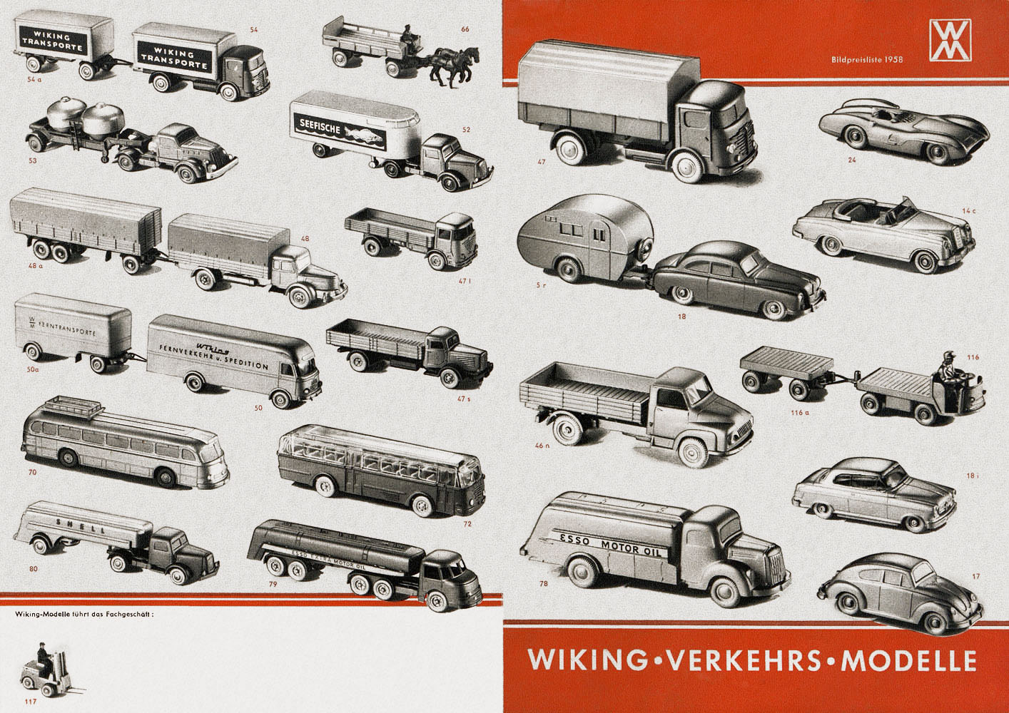 Wiking Bildpreisliste Österreich 1958, Wiking Modellbau Katalog 1958