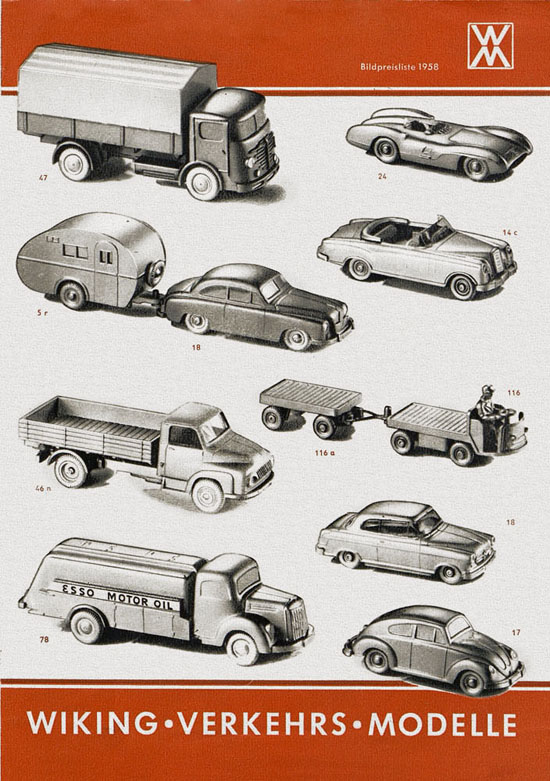 Seite 1 Wiking Bildpreisliste 1958, Wiking Modellbau Katalog 1958