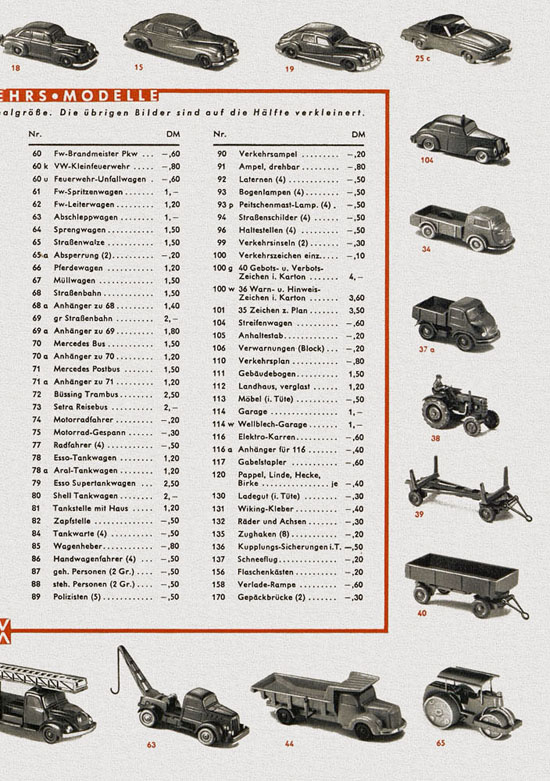 Seite 3 Wiking Bildpreisliste 1958, Wiking Modellbau Katalog 1958