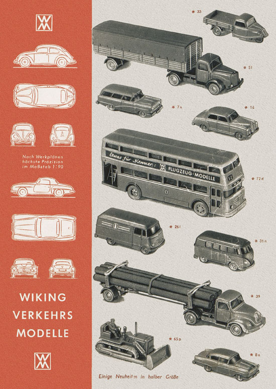 Wiking Katalog 1959, Wiking Modellbau Kataloge, Preisliste 1959, Bildpreisliste 1959, Verkehrsmodelle 1959