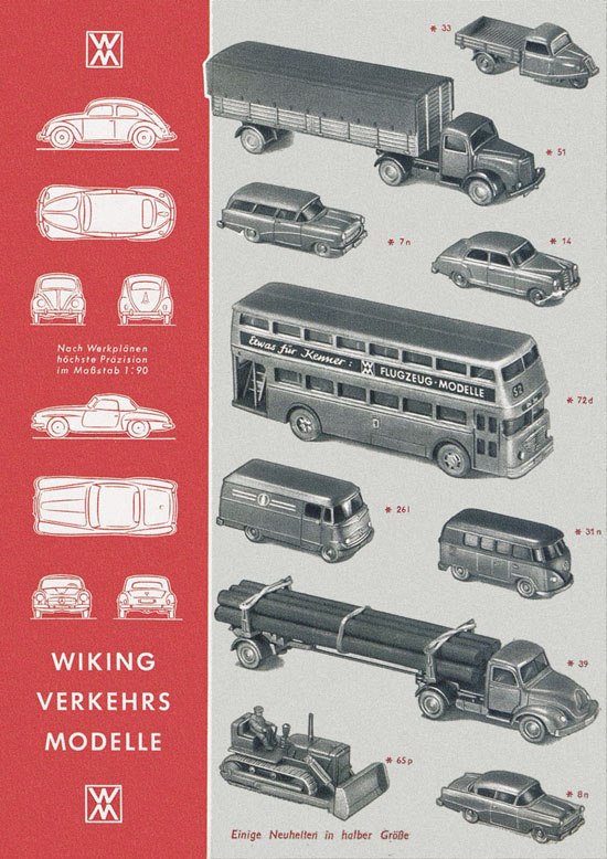 Wiking Katalog 1959, Wiking Modellbau Kataloge, Preisliste 1959, Bildpreisliste 1959, Verkehrsmodelle 1959