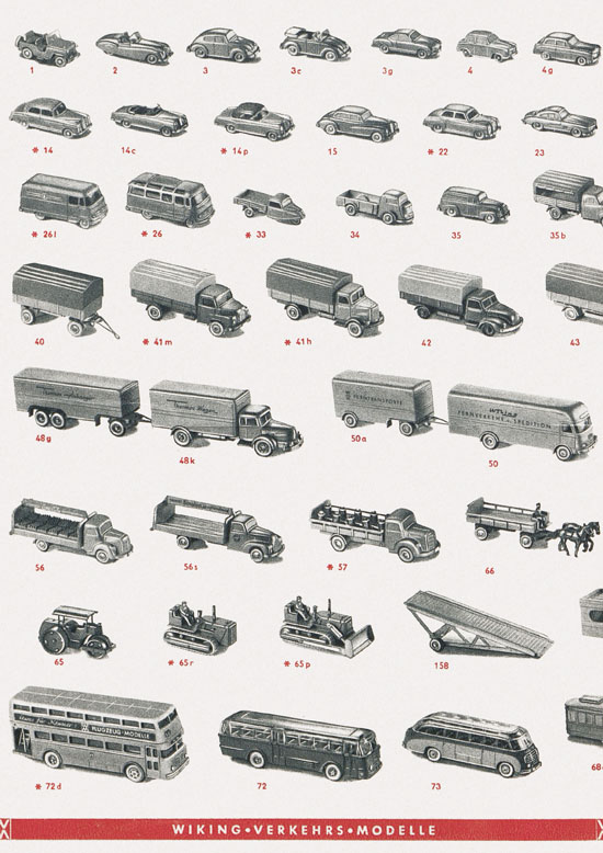 Wiking Katalog 1959, Wiking Modellbau Kataloge, Preisliste 1959, Bildpreisliste 1959, Verkehrsmodelle 1959