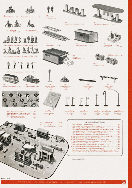 Wiking Katalog 1959, Wiking Modellbau Kataloge, Preisliste 1959, Bildpreisliste 1959, Verkehrsmodelle 1959