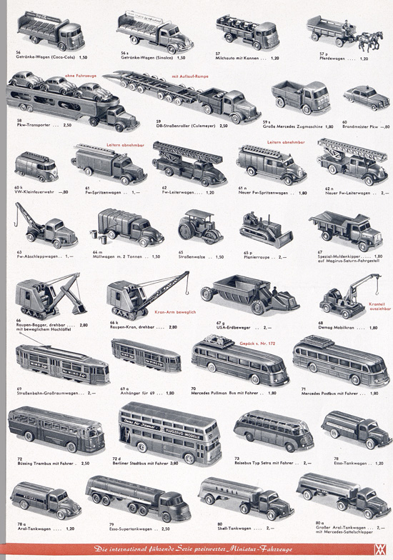 Wiking Katalog 1962, Wiking Modellbau Kataloge, Preisliste 1962, Bildpreisliste 1962, Verkehrsmodelle 1962