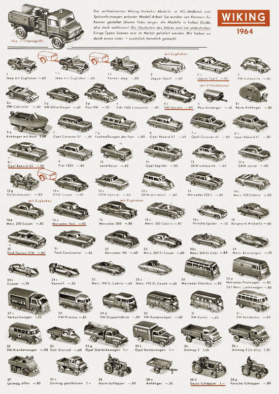 Wiking Verkehrsmodelle 1964, Wiking Modellbau Katalog 1964