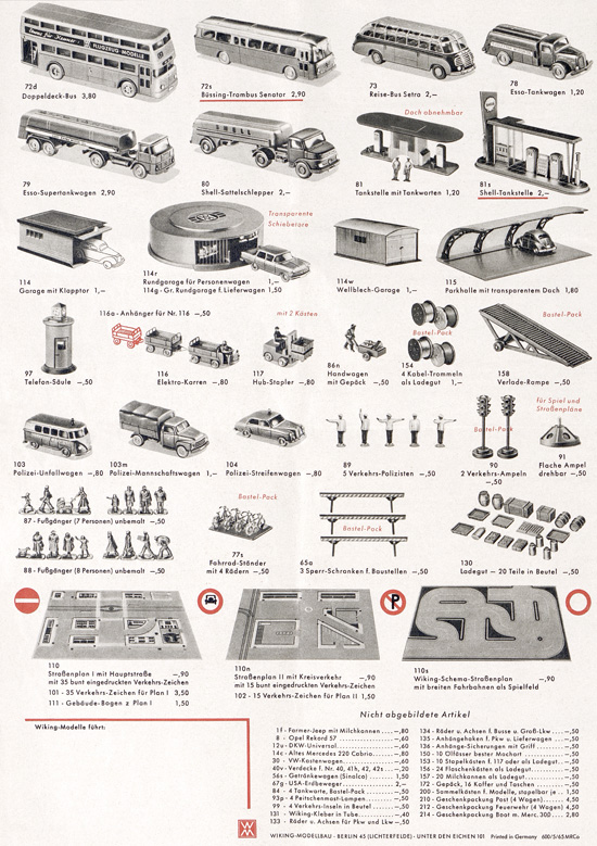 Seite 4 Wiking Katalog 1965, Wiking Modellbau Kataloge, Preisliste 1965, Bildpreisliste 1965, Verkehrsmodelle 1965