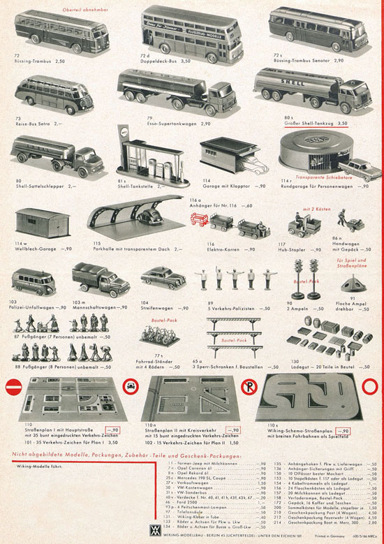 Seite 4 Wiking Katalog 1966, Wiking Modellbau Kataloge, Preisliste 1966, Bildpreisliste 1966, Verkehrsmodelle 1966