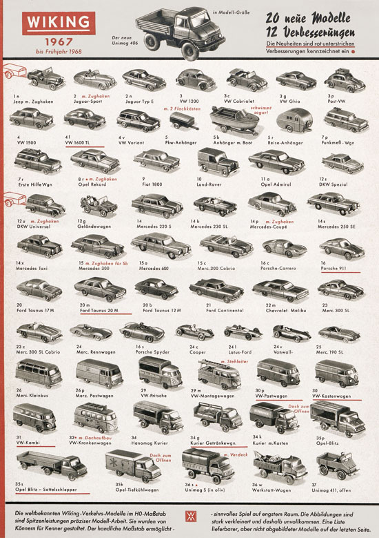 Wiking Katalog 1967, Wiking Modellbau Kataloge, Preisliste 1967, Bildpreisliste 1967, Verkehrsmodelle 1967